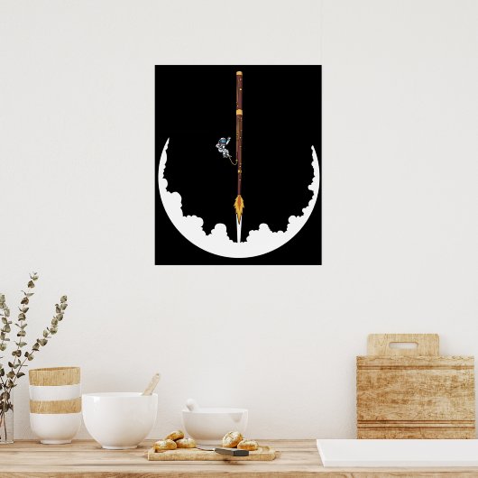 宇宙飛行士バソニストのジャズ音楽ギフトバスーン ポスター (キッチン)