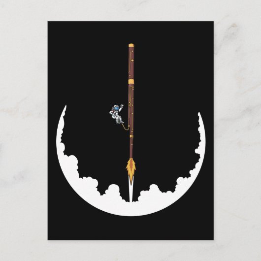 宇宙飛行士バソニストのジャズ音楽ギフトバスーン ポストカード (正面)