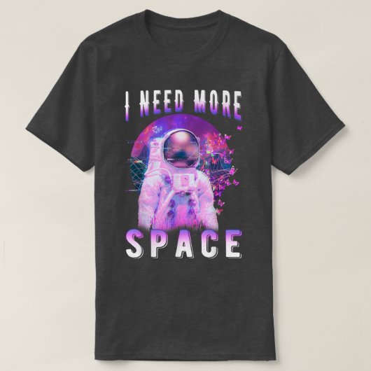 宇宙飛行士バタフライムーン宇宙VAPORWAVE Tシャツ (デザイン正面)