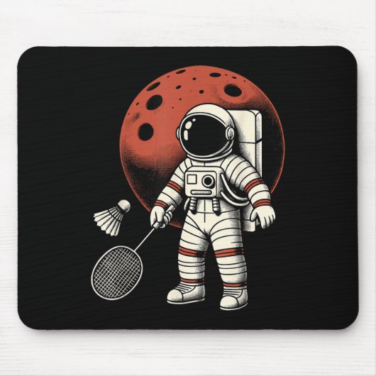 宇宙飛行士バドミントン選手シャトルスポーツ マウスパッド (正面)