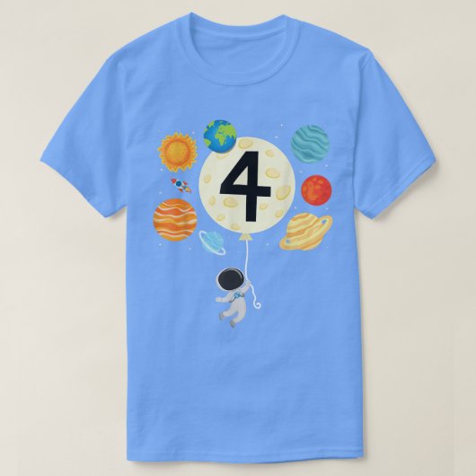 宇宙飛行士バルーンプラネッツ4th誕生日宇宙4年 tシャツ (デザイン正面)