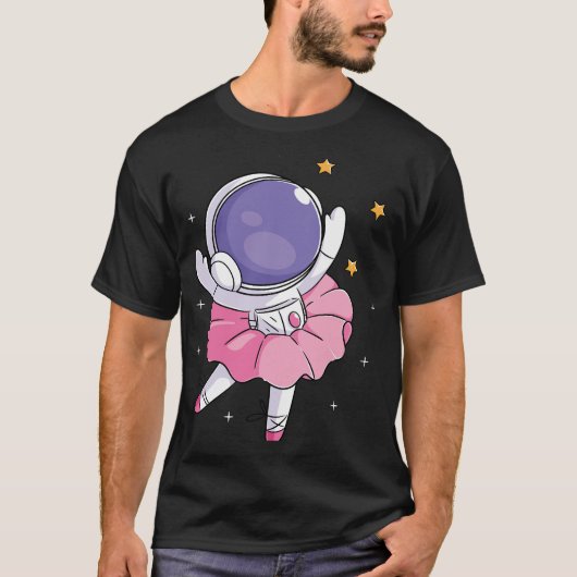 宇宙飛行士バレリーナスペースバレエダンサー女子子供服 Tシャツ (正面)