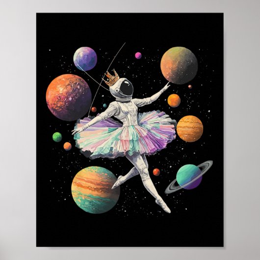 宇宙飛行士バレリーナ踊りイン宇宙惑星キッズ ポスター (正面)