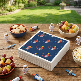 宇宙飛行士バースデーパーティーペーパーナプキン スタンダードカクテルナプキン