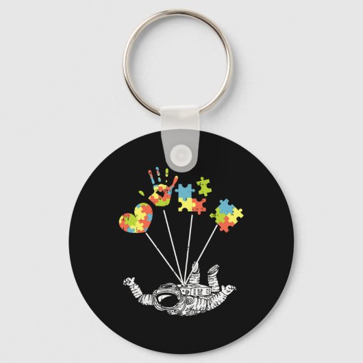 宇宙飛行士パズルの自閉症啓発 キーホルダー (正面)
