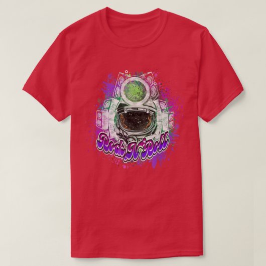 宇宙飛行士パンクデッドゴシックタトゥー自然岩 Tシャツ (デザイン正面)