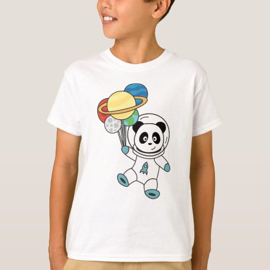 宇宙飛行士パンドラ(PANDAS)惑星地球宇宙 Tシャツ (正面)