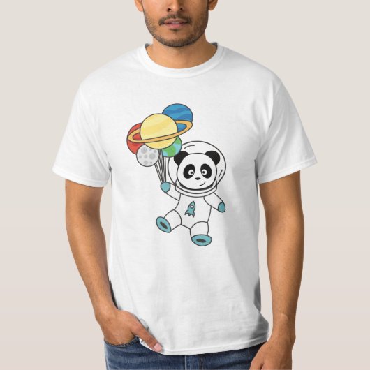 宇宙飛行士パンドラ(PANDAS)惑星地球宇宙 Tシャツ (正面)