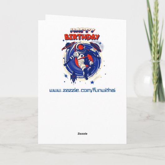 宇宙飛行士パーソナライズされたをテーマにした誕生日 カード (裏面)