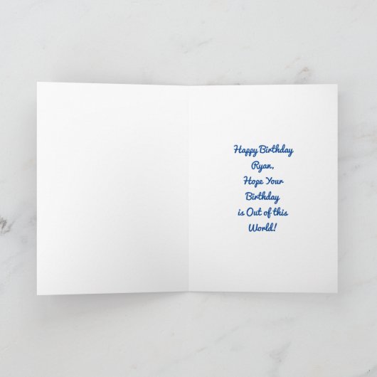 宇宙飛行士パーソナライズされたをテーマにした誕生日 カード (内部)