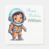 宇宙飛行士パーソナライズされたハッピーバースデー スタンダードランチョンナプキン (正面)