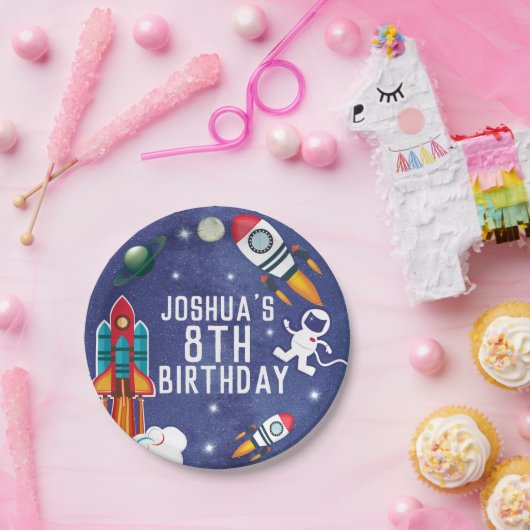 宇宙飛行士パーソナライズされた宇宙誕生会 ペーパープレート (パーティー)