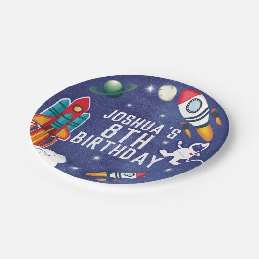 宇宙飛行士パーソナライズされた宇宙誕生会 ペーパープレート (アングル)