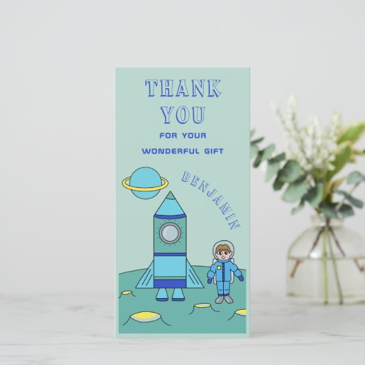 宇宙飛行士パーソナライズされた少年宇宙ありがとう サンキューカード (スタンド正面)