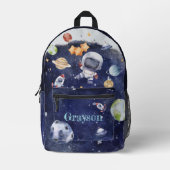 宇宙飛行士パーソナライズされた惑星銀河系少年 プリントバックパック (正面)