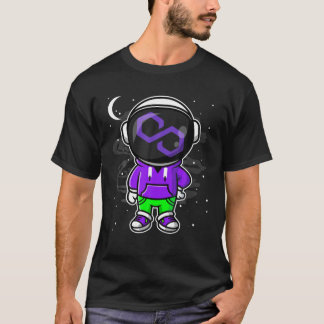 宇宙飛行士ヒップホップポリゴンMaticコインへ月Cr Tシャツ
