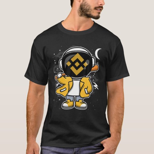 宇宙飛行士ヒップホップBinance BNBコインへ月Cryp Tシャツ (正面)