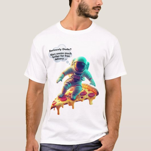 宇宙飛行士ピザスライスTシャツ - 面白いNASA Tシャツ (正面)