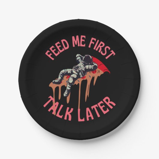 宇宙飛行士ピザ宇宙 おもしろい ペーパープレート (正面)