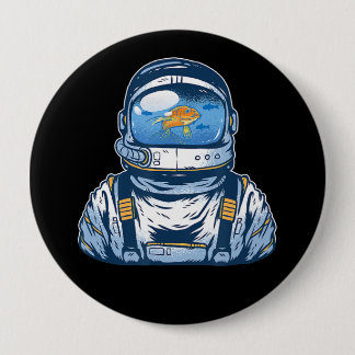 宇宙飛行士フィッシュボールヘルメット金魚スペースマンスーツ 缶バッジ