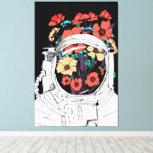 宇宙飛行士フラワー宇宙アート キャンバスプリント (インサイチュ (ウッドフロア))