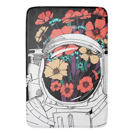 宇宙飛行士フラワー宇宙アート バスマット (正面縦)