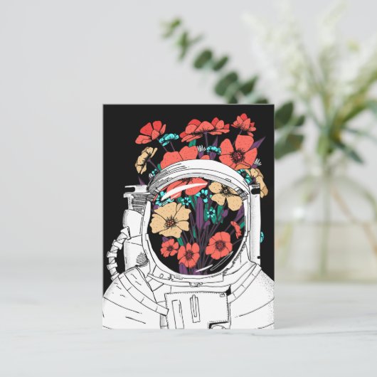 宇宙飛行士フラワー宇宙アート ポストカード (スタンド正面)