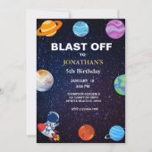 宇宙飛行士ブラストオフ5th男の子の誕生日パーティー 招待状 (正面)
