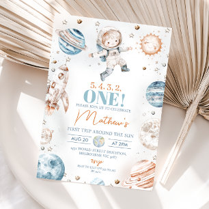 宇宙飛行士ブルーファーストのまわりにトリップザサン誕生日 招待状