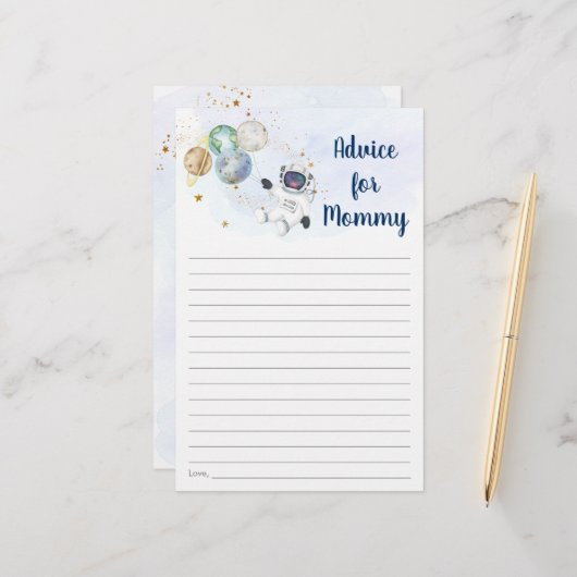 宇宙飛行士ブルー金ゴールド宇宙ベビーシャワーアドバイス (正面/裏面インサイチュ)