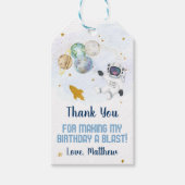 宇宙飛行士ブルー金ゴールド宇宙誕生日 ギフトタグ (正面)