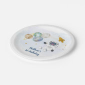 宇宙飛行士ブルー金ゴールド宇宙誕生日 ペーパープレート (アングル)