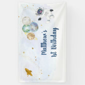 宇宙飛行士ブルー金ゴールド宇宙誕生日 横断幕 (縦)