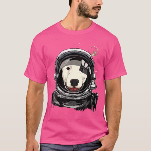 宇宙飛行士ブル・テリアいじめっ犬の恋人 Tシャツ (正面)