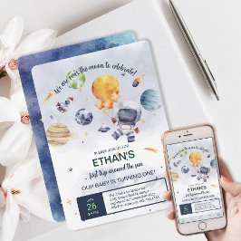 宇宙飛行士プラネット宇宙パーティー子供の誕生日 招待状