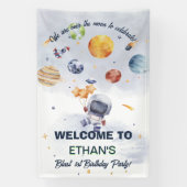 宇宙飛行士プラネット宇宙パーティー子供の誕生日 横断幕 (縦)