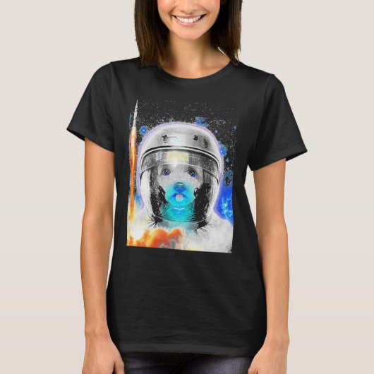 宇宙飛行士プードル犬プードル犬の恋人プードル犬 Tシャツ (正面)