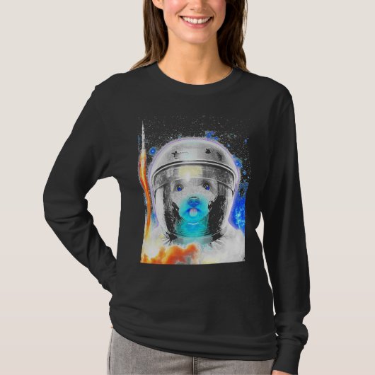 宇宙飛行士プードル犬プードル犬の恋人プードル犬 Tシャツ (正面)