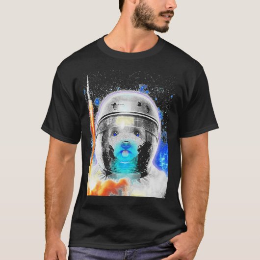 宇宙飛行士プードル犬プードル犬の恋人プードル犬 Tシャツ (正面)