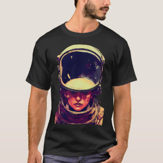 宇宙飛行士ヘルメットをかぶった女性 Tシャツ