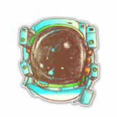 宇宙飛行士ヘルメットスケッチ シール (正面)