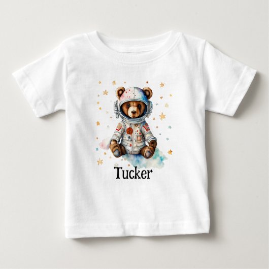 宇宙飛行士ベア 子供服 カスタマイズ ベビーTシャツ (正面)