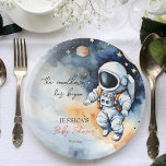 宇宙飛行士ベビーシャワーテンプレート ペーパープレート<br><div class="desc">宇宙飛行士ベビーシャワー編集可能テンプレートプレート、宇宙食器類の宇宙スーツの可愛い水飛んでいる色のベビーパーソナライズされたテンプレートパーティープレート</div>