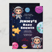 宇宙飛行士ベビーシャワー 招待状 (正面/裏面)