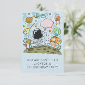 宇宙飛行士ボーイズバースデーパーティーテーマ 招待状 (スタンド正面)