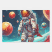 宇宙飛行士ボーイズ誕生日ロケット打ち上げ3 ラッピングペーパーシート (正面2)