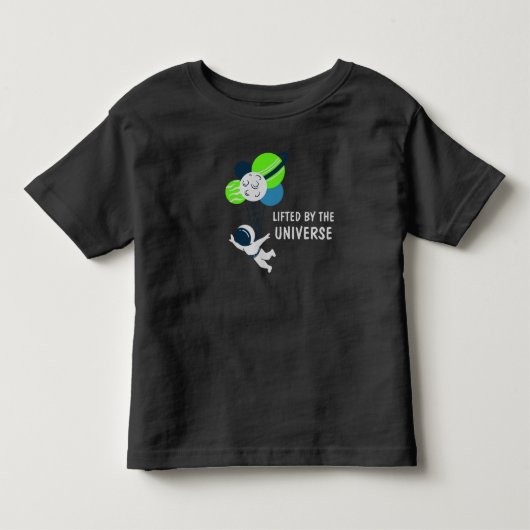 宇宙飛行士ボーイバルーンによって持ち上げられた トドラーTシャツ (正面)