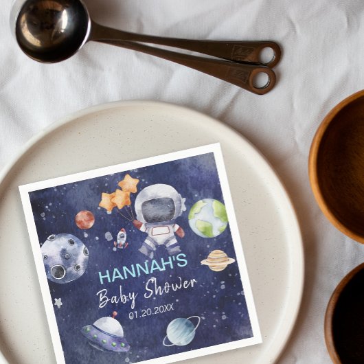 宇宙飛行士ボーイベビーシャワーパーティー スタンダードカクテルナプキン