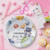 宇宙飛行士ボーイベビーシャワーパーティー ペーパープレート (パーティー)