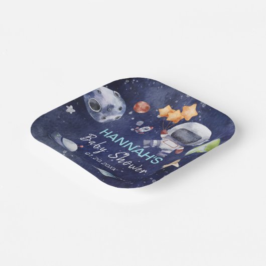 宇宙飛行士ボーイベビーシャワーパーティー ペーパープレート (傾斜あり)